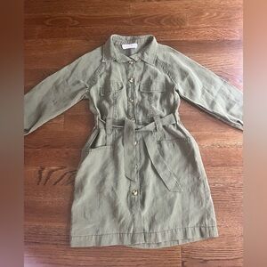 Zara Girls Olive Cargo Belted Button Up Dress size 8